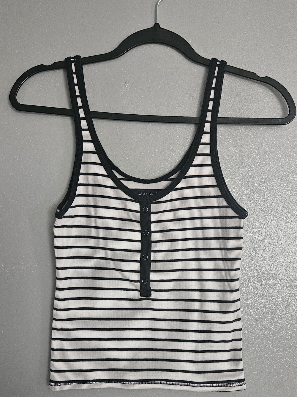 Abercrombie & Fitch Black and White Striped Ribbed Tank